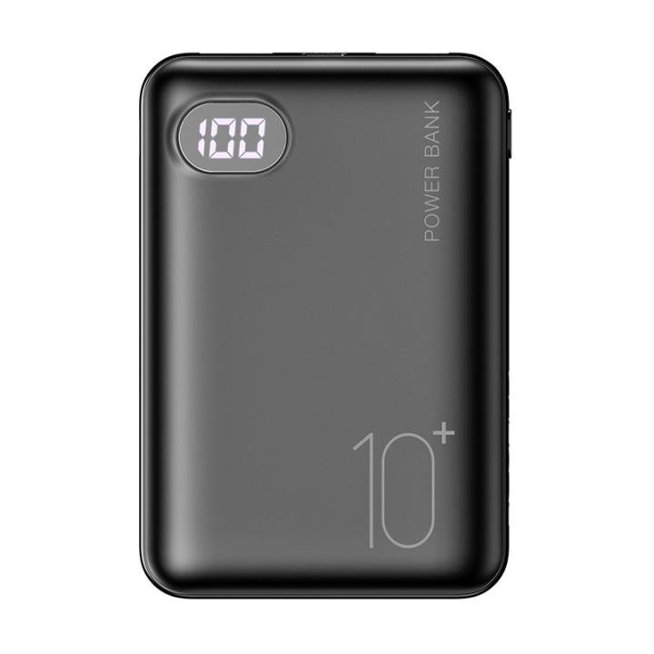 გარე აკუმულატორი ორი USB პორტითა და ციფრული ეკრანით, 10000 mAh
