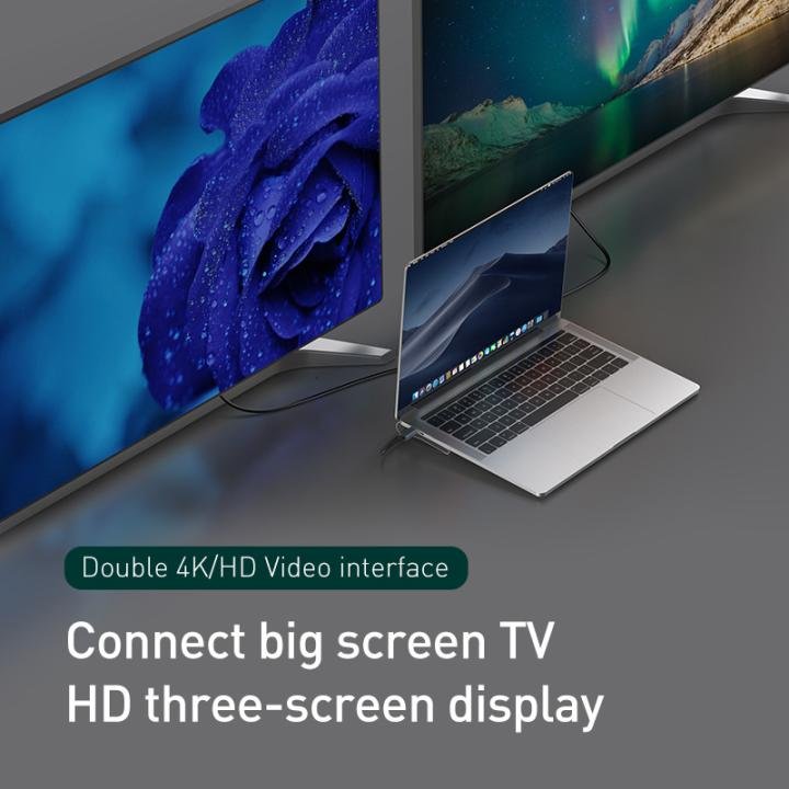 მრავალპორტიანი ჰაბი HDMI, VGA და ქსელის პორტებით