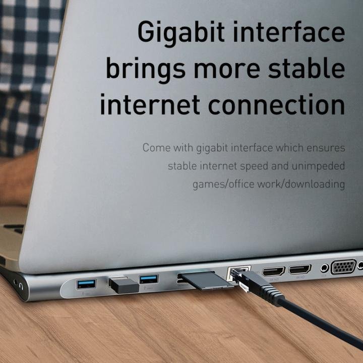 მრავალპორტიანი ჰაბი HDMI, VGA და ქსელის პორტებით